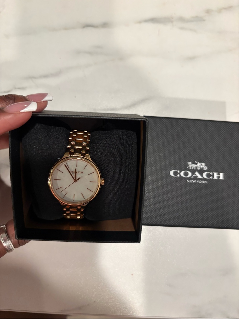 COACH Rose Gold Women's Bracelet Watch with White Mother-of-Pearl Dial - Picture 2 of 4
